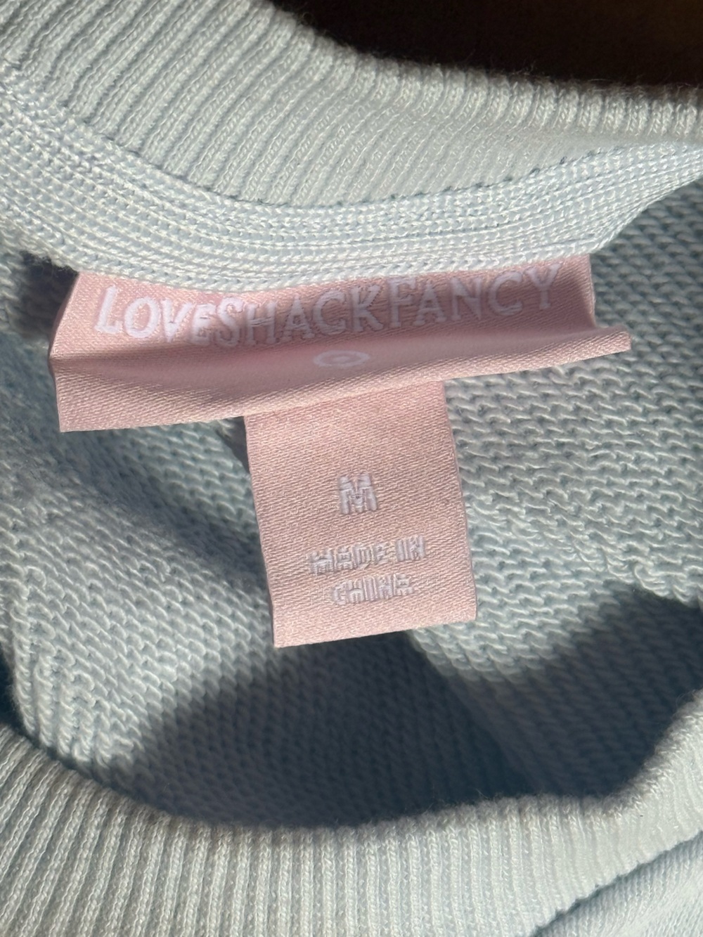 LoveShackFancy Cropped Lace Bow Sweatshirt - light blue - Picture 2 of 3